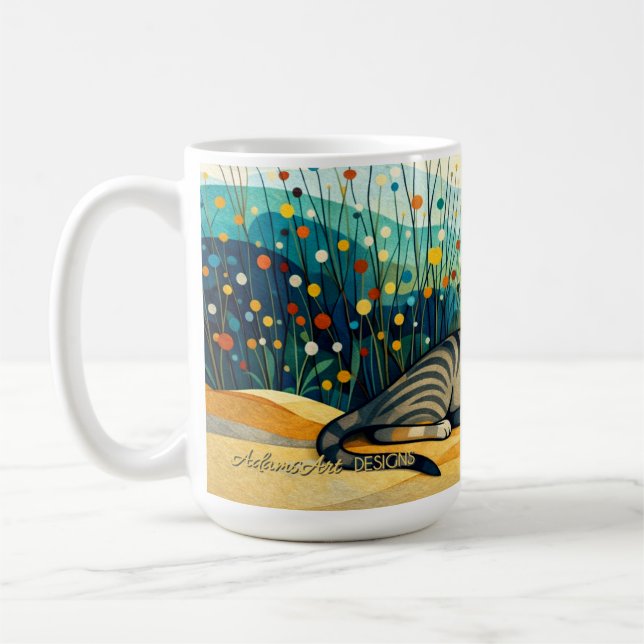 Serene Tabby Cat in Whimsical Wildflower Meadow Kaffeetasse (Links)