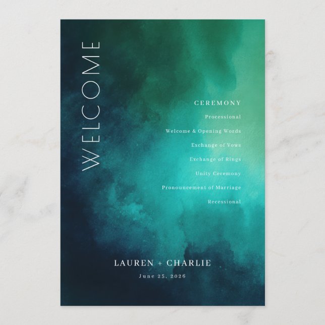 Serene Teal Watercolor Waves Programm (Vorderseite)