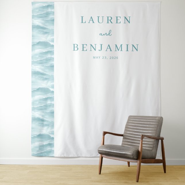 Serene Teal Wave Minimalist Wandteppich (Beispiel)
