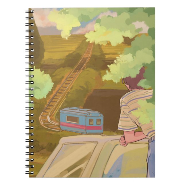 Serene Train Journey Notebook - Ästhetik der 80er  Notizblock (Vorderseite)