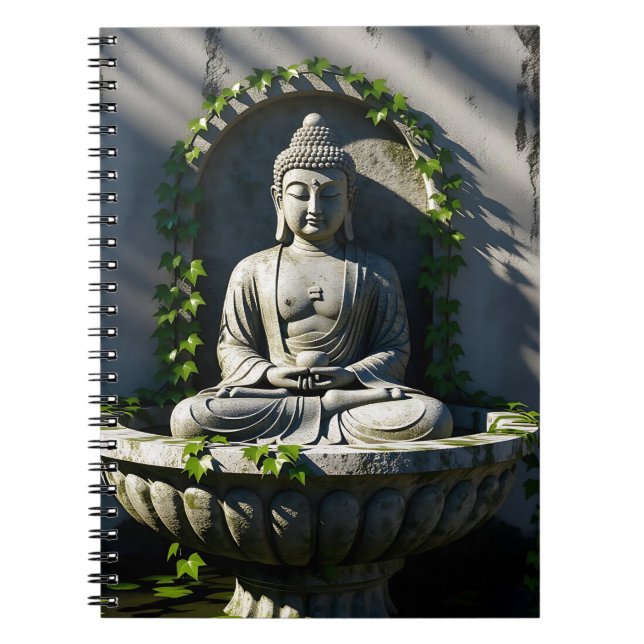 Serene Tranquil Buddha Fountain Notizblock (Vorderseite)