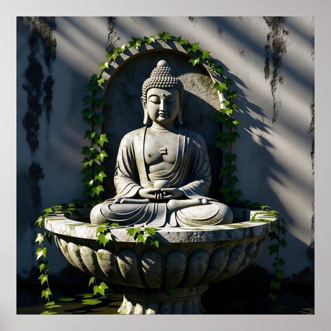 Serene Tranquil Buddha Fountain Poster (Vorne)