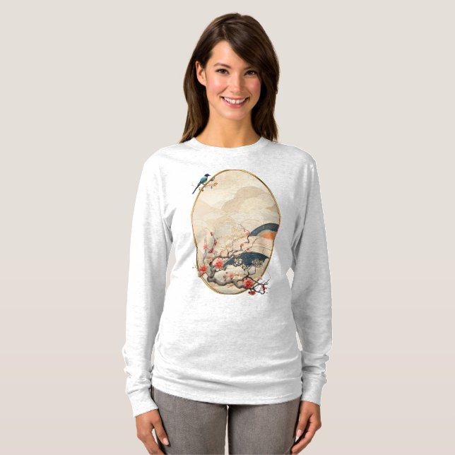 Serene Tranquility japanisches Thema T-Shirt (Vorne ganz)