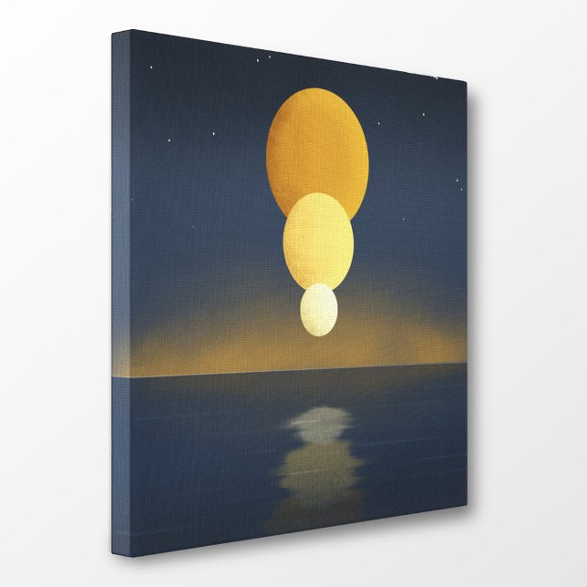 Serene Triple Moon Reflection Leinwanddruck (Serene Triple Moon Reflection Canvas Print at Modern Shapes Canvas. Choose your size.)