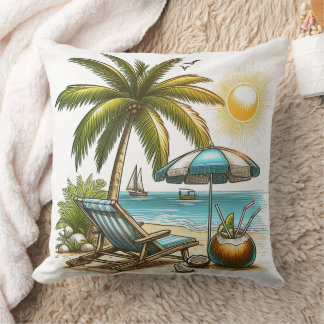 Serene Tropical Beach Large Kissen