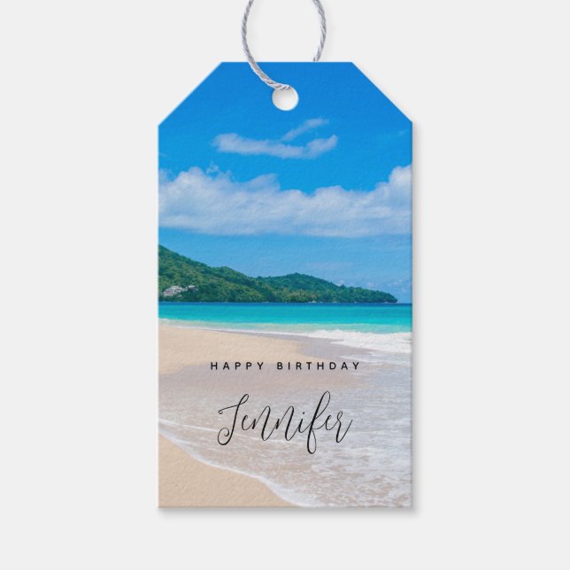 Serene Tropical Destination Landschaftlicher Stran Geschenkanhänger (Vorderseite)