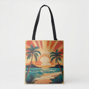 Serene Tropical Sunset mit Palmen Tasche