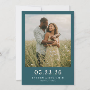 Serene Türkis Romantische Foto Save The Date