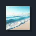 Serene Turquoise Ocean Waves with Soft White Foam  Leinwanddruck<br><div class="desc">A beautiful and calming digital seascape featuring layers of translucent turquoise waves gently rolling onto a smooth, pale sand beach. The intricate patterns of the white seafoam create a delicate lace-like effect under a clear, bright blue sky. This peaceful composition is perfect for modern coastal interiors, bathroom decor, or wellness...</div>