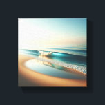Serene Turquoise Wave Rolling on Golden Sand  Leinwanddruck<br><div class="desc">A tranquil and minimalist digital landscape featuring a single,  perfect turquoise wave gently rolling onto a smooth golden sand beach. The composition emphasizes clarity,  soft lighting,  and a vast clear horizon,  creating a peaceful and refreshing atmosphere. modern minimalist homes,  or any space requiring a touch of calm and zen.</div>