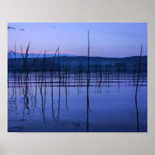 Serene und mistige See nach starkem Regen Poster