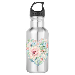 Serene Water Flasche mit Kaktus Herz Edelstahlflasche