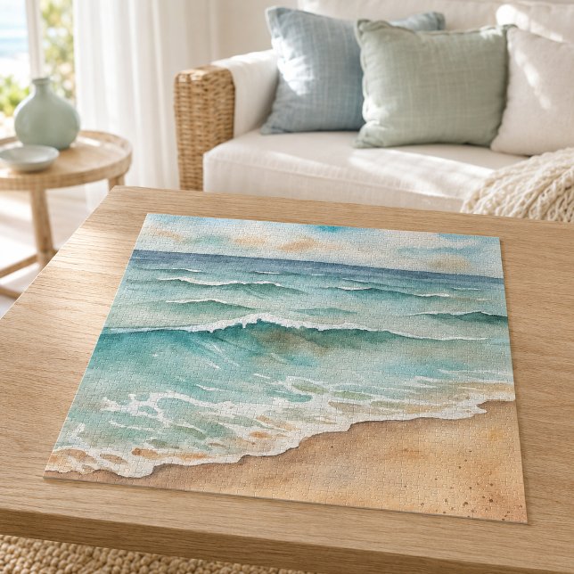 Serene Watercolor Beach Waves - Ocean Vibes (Von Creator hochgeladen)