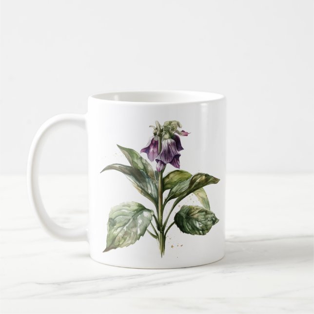 Serene Watercolor Comfrey Kaffeetasse (Links)