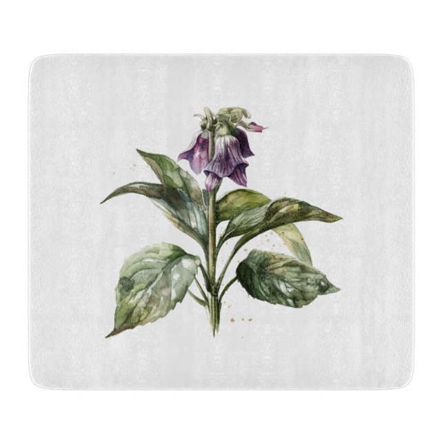 Serene Watercolor Comfrey Schneidebrett (Vorderseite)