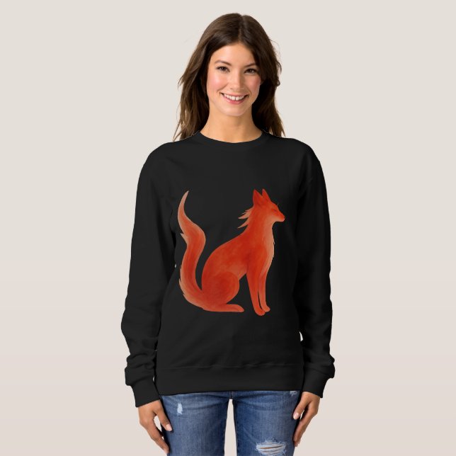 Serene Watercolor Fox Illustration Sweatshirt (Vorne ganz)