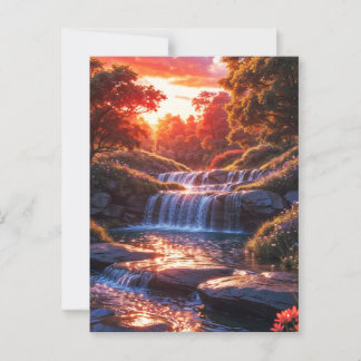 Serene Waterfall bei Sunset Vertical Poster Postkarte