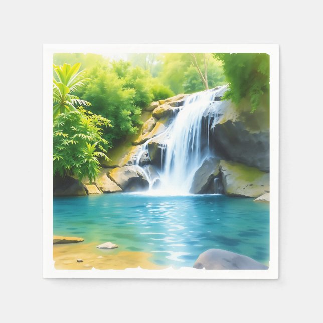 Serene Waterfall Cascading Serviette (Vorderseite)