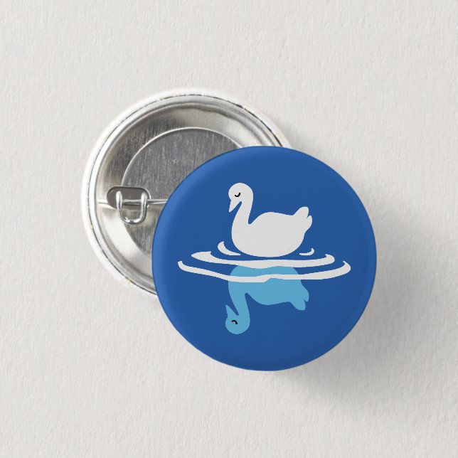 Serene Waters - Spielerisches Muster des Swan Lake Button (Vorne & Hinten)