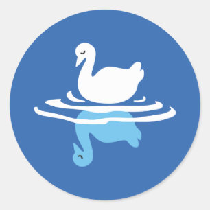 Serene Waters - Spielerisches Muster des Swan Lake Runder Aufkleber