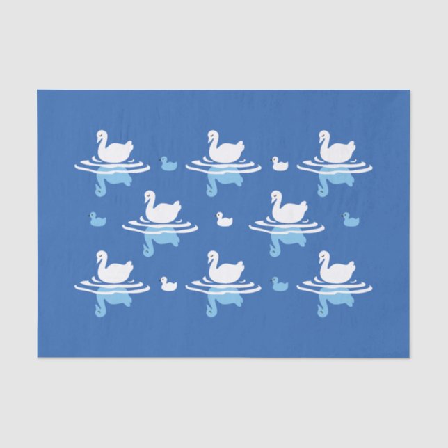 Serene Waters - Spielerisches Muster des Swan Lake Seidenpapier (Vorderseite)