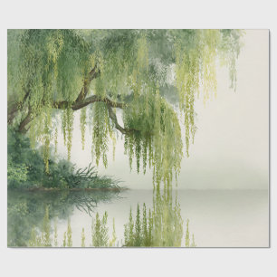 Serene Weidenbaum-Reflexion Naturkunst (14) Geschenkpapier
