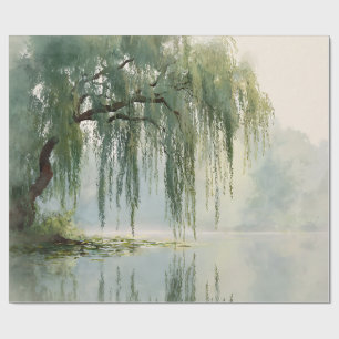 Serene Weidenbaum-Reflexion Naturkunst (9) Geschenkpapier