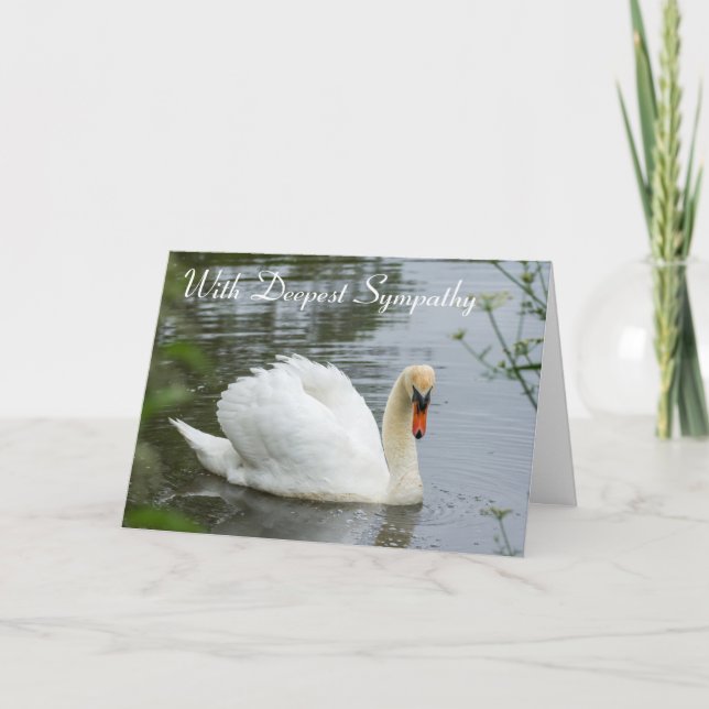 Serene White Swan Sympathy Card Karte (Vorderseite)