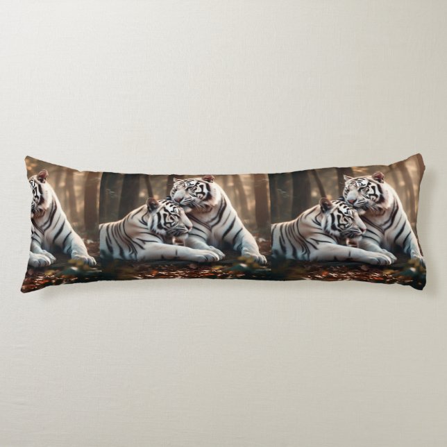 Serene White Tiger Companions Seitenschläferkissen (Vorderseite)