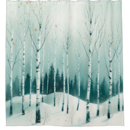 Serene Winter Birch Forest Duschvorhang