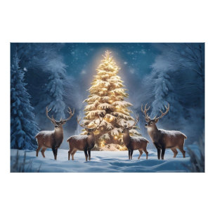 Serene Winter Landschaft mit leuchtenden Weihnacht Fotodruck