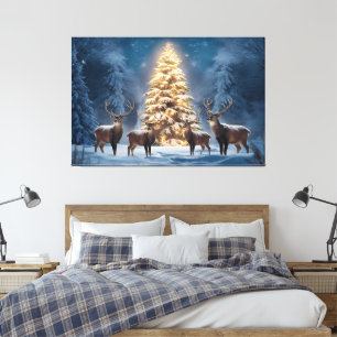 Serene Winter Landschaft mit leuchtenden Weihnacht Leinwanddruck