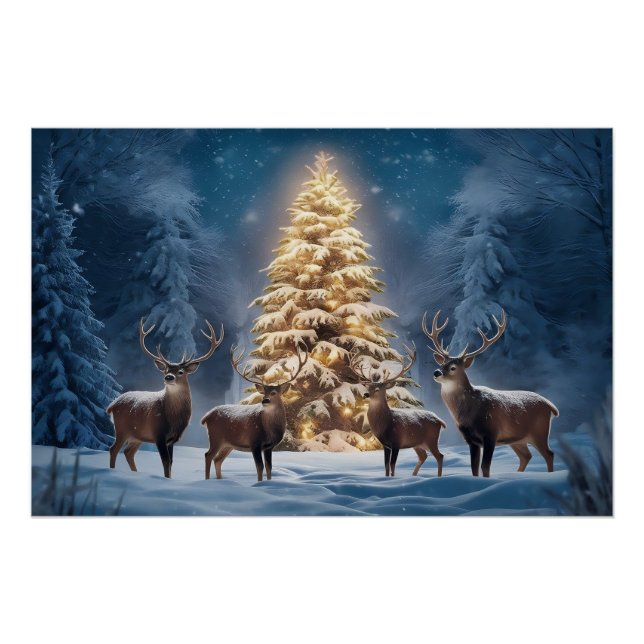 Serene Winter Landschaft mit leuchtenden Weihnacht Poster (Vorderseite)
