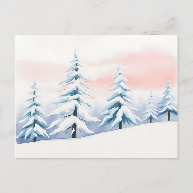 Serene Winter Landschaft mit Pastel Sky Postkarte (Vorderseite)