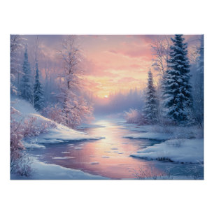 Serene Winter Landschaft mit schneebedeckten Bäume Poster