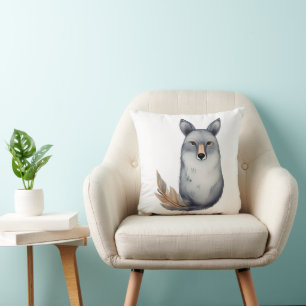 Serene Wolf Illustration - ruhige Wildnis Spi Kissen