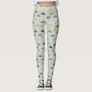 Serenes Regen-Garten-Blumenmuster (4) Leggings
