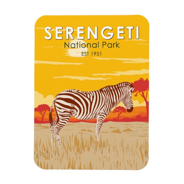 Serengeti Nationalpark Zebra Kunstvoll wandern im  Magnet (Vertikal)