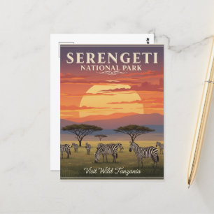 Serengeti Nationalpark Zebra Kunstvoll wandern im  Postkarte