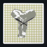Serengeti Safari Dot mit Pop Art Elephant Quadratische Wanduhr<br><div class="desc">Mod polka dot pattern in Emporio Moffas "Safari" Farbpalette mit Pop Art Elephant Design auf der Vorderseite und schlichten Punkten auf der Rückseite.</div>
