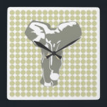 Serengeti Safari Dot mit Pop Art Elephant Quadratische Wanduhr<br><div class="desc">Mod polka dot pattern in Emporio Moffas "Safari" Farbpalette mit Pop Art Elephant Design auf der Vorderseite und schlichten Punkten auf der Rückseite.</div>