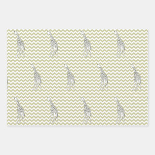 Serengeti Safari Zickzack mit Pop Art Giraffe Geschenkpapier Set