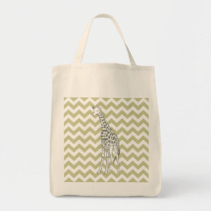 Serengeti Safari Zickzack mit Pop Art Giraffe Tragetasche