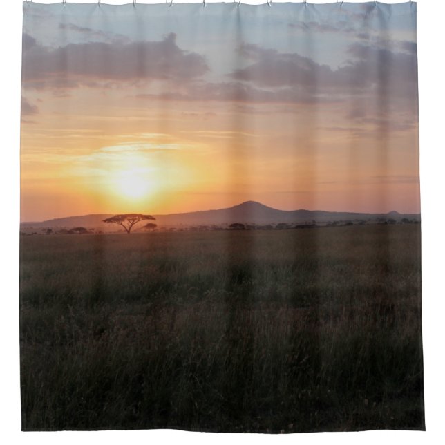 Serengeti Sonnenuntergang Duschvorhang (Vorderseite)