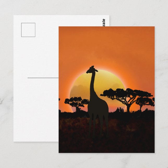 Serengeti Sunset Giraffe | Safari wild Postkarte (Vorne/Hinten)