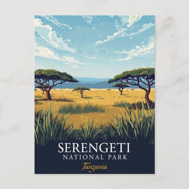 Serengeti Tanzania Safari Postkarte (Vorderseite)