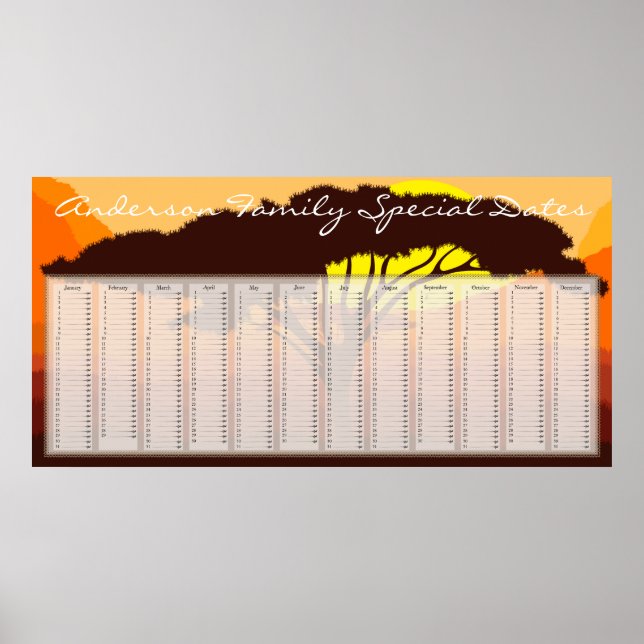 Serengeti Umbrella Dutch Birthday Calendar Poster (Vorne)