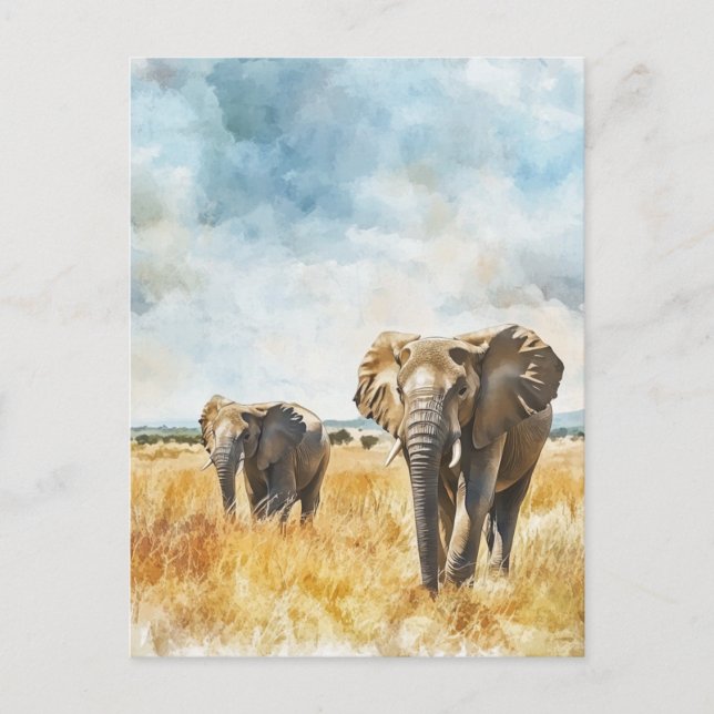 Serengetti Elephants Postkarte (Vorderseite)