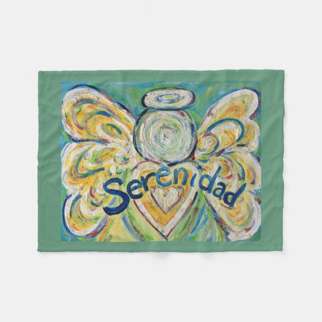 Serenidad Guardian Angel Art Custom Fleece Blanket (Vorderseite (Horizontal))