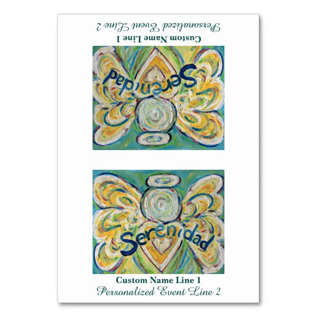 Serenidad Inspiration Word Angel Table Tent Card Tischnummer (Vorderseite)